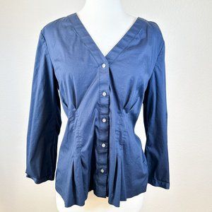 Ann Taylor Blue Button Up Long Sleeve in Size Large